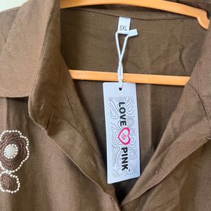 Embroidered Brown Co-ord Set