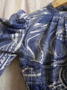 Blue &amp; White Boho Print Dress