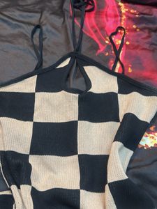 Checkered Halter Mini Dress