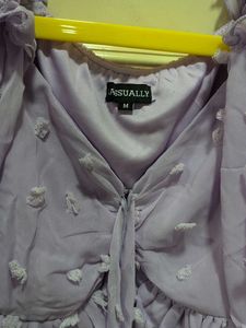 Sheer Lavender Puff Sleeve Top