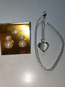 Heart Pendant Necklace &amp; earring combo