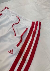 Adidas White Track Pants with Red Stripes