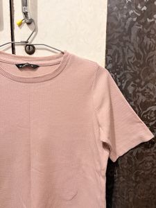 Rust Pink Ribbed T-Shirt