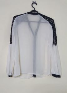 Elegant White Lace Sleeve Top