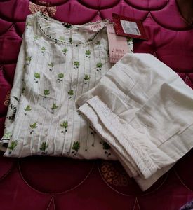 White Floral Print Kurti