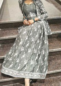 Elegant Floral Print Lehenga Choli jacket set