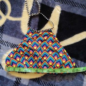 Vibrant Rainbow Geometric Bikini Top