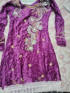 Embroidered Velvet Kurta
