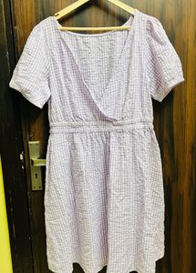 Lavender Gingham Wrap Dress