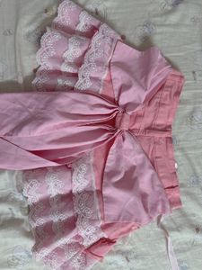 Pink Ruffle Lace Mini Skirt