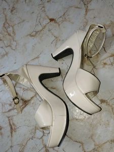 Stylish Cream Heels with Ankle Strap