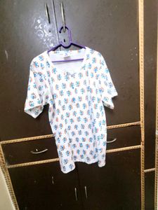 Floral Print Cotton Night Suit Set