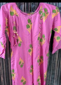 Pink Kurta with Floral Print