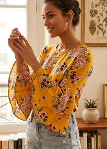 Boho Floral Bell Sleeve Top