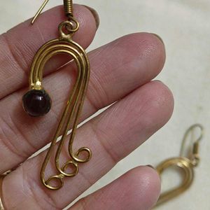 Amythest Gold Tone Dangle Earrings