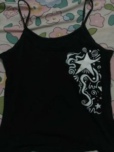 Black Camisole with White Star Design