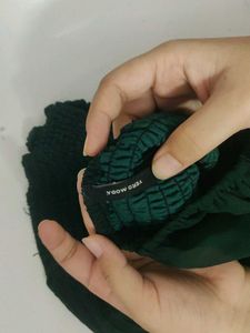 Chic Dark Green Puff Sleeve Top