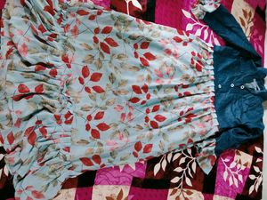 Chic Denim &amp; Floral Midi Dress