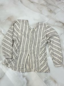 Striped V-Neck Long Sleeve Tunic Top
