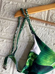 Tropical Leaf Print Bikini Top
