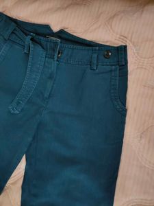 Teal Wide Leg Belted Pants