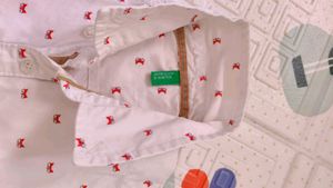 boy White Fox Print Button-Up Shirt