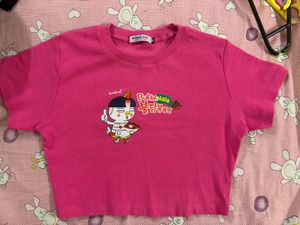 Cute Pink Graphic Crop Top