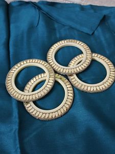 Elegant Set of 4 Cream & Gold Bangles