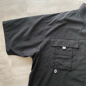 Men's Short Sleeve Black Button-Up Shirt