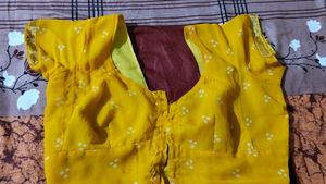 Vibrant Yellow laheriya Saree with Blouse