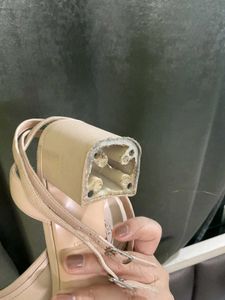 Cute Pastel Heart Detail Flat Sandals(size 40)