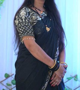 beautiful black designer saree