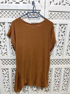 ✈️ Original Zara Brown Tie Front Knit Top D