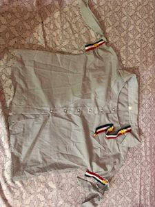 Striped Button-Up Shirt with Star Embellishments