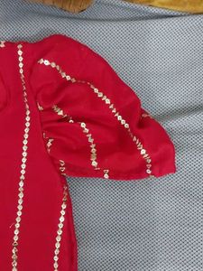 Red &amp; Gold Embellished Kurti
