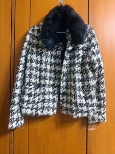PINTEREST VIRAL Jacket with Faux Fur Collar