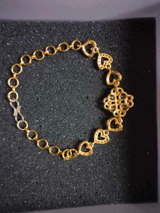 Gold Plated Bracelet with Heart Charms