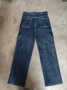 Women's Dark Wash Cargo Jeans