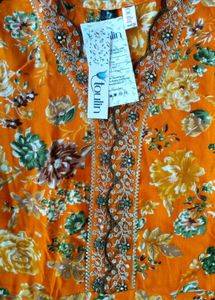 Orange Floral Kurta Set