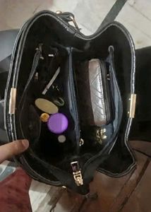Chic Black Croc Embossed Bucket Bag