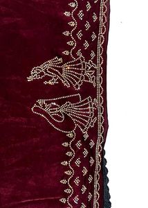 Maroon bridal Saree with Embellishments