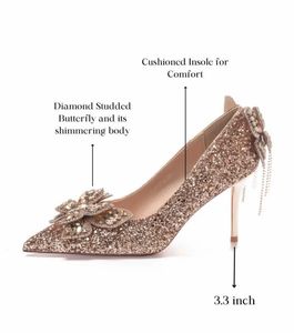 Sparkling Rose Gold Embellished Heels