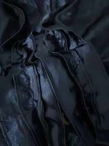 Elegant Navy Blue Ruffle Shirt