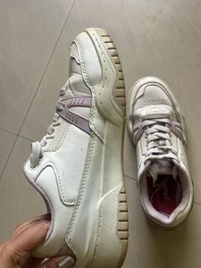 White Lace-Up Athletic Sneakers