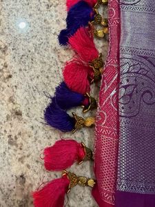 Royal Blue Silk Saree with Silver Border