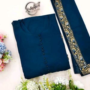 Anarkali Gown with Gold Print Border