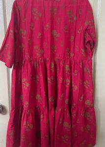 Pink Floral Tiered Kurta Dress