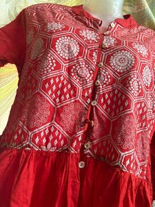 Red Embroidered Kurta