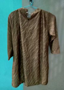 Brown Round Neck Stylish Kurti Top | Bust 32 |