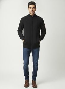 Men's Black Zippered Knit Sweater